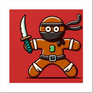 Ninjabread man with sword Posters and Art